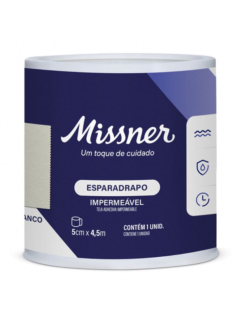 Esparadrapo Impermeável Missner - Branco - 5cm x 4,5m