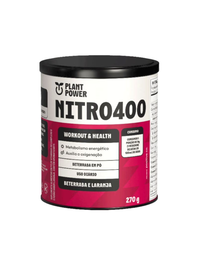 Suplemento Nitro400 Beterraba e Laranja 270g Plant Power
