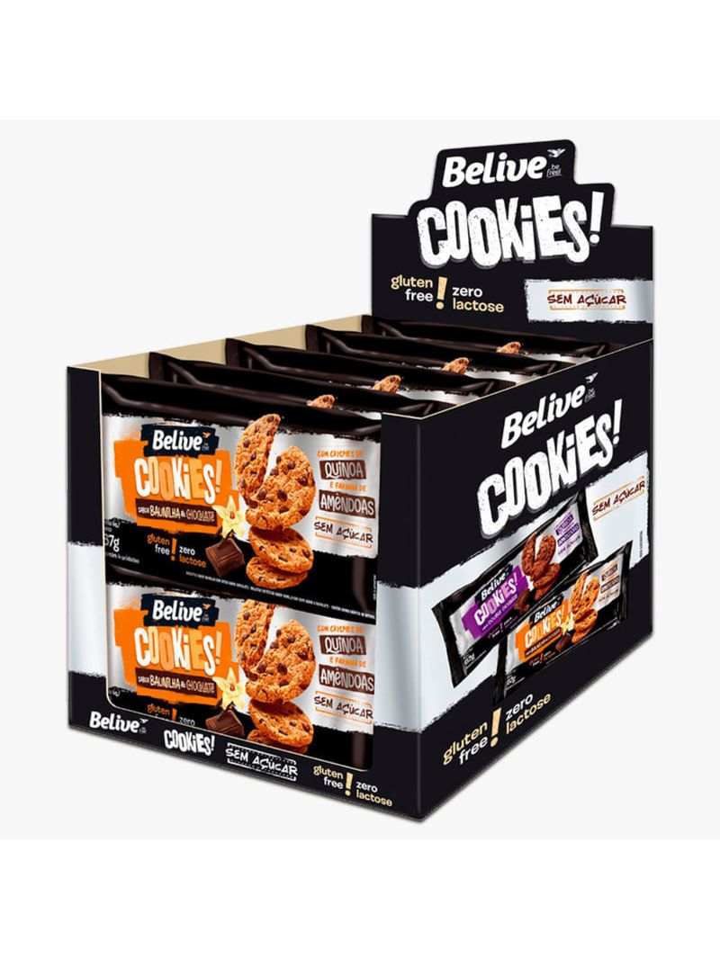 Cookies Zero Açúcar Baunilha e Gotas Chocolate Belive 67g