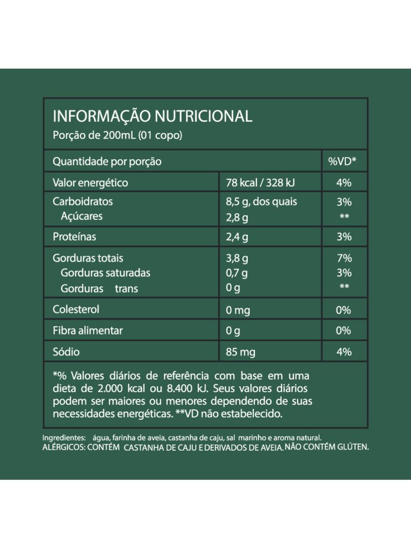 Bebida Barista Aveia Com Castanha Caju A Tal da Castanha 1l