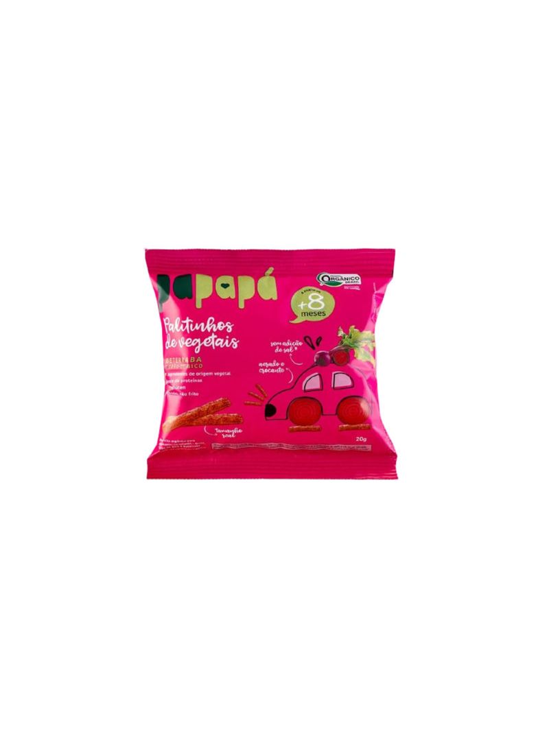 Snack Orgânico Beterraba e Grão-de-Bico 20g Papapá
