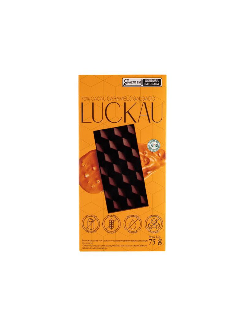 Bombom Choco 70% Cacau Caramelo Salgado Luckau 75g