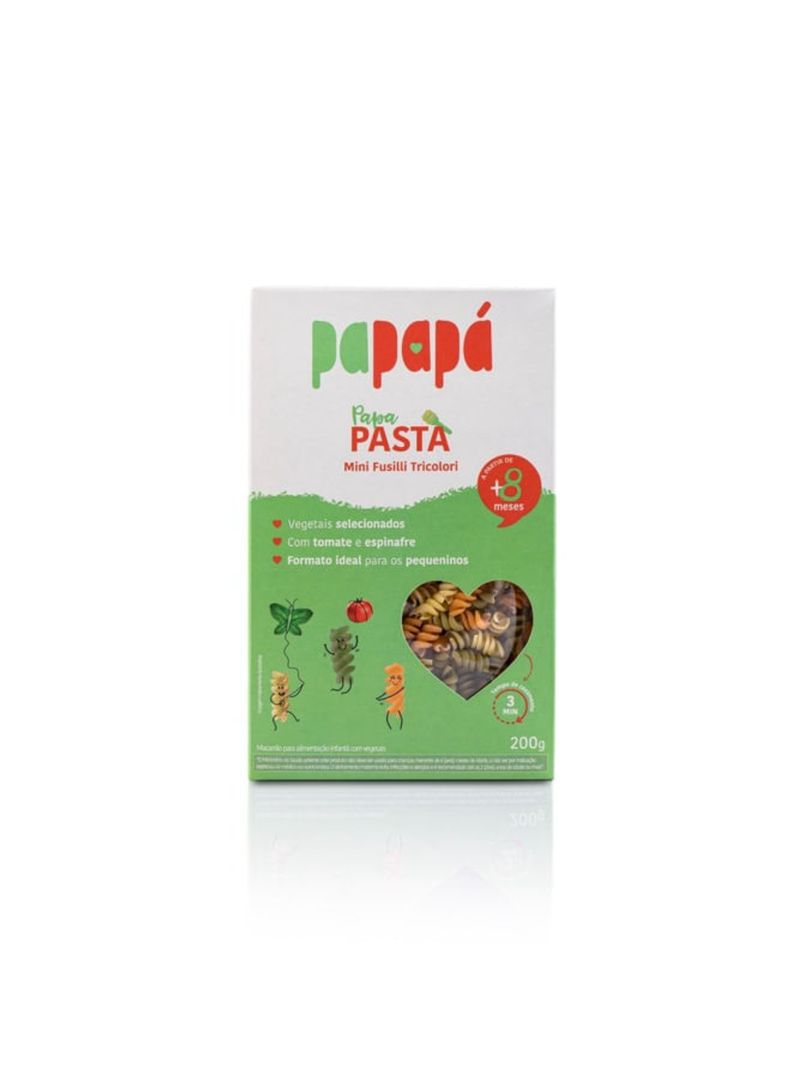 Macarrão Infantil Mini Fusilli Tricolori com Vegetais Papapá 200g