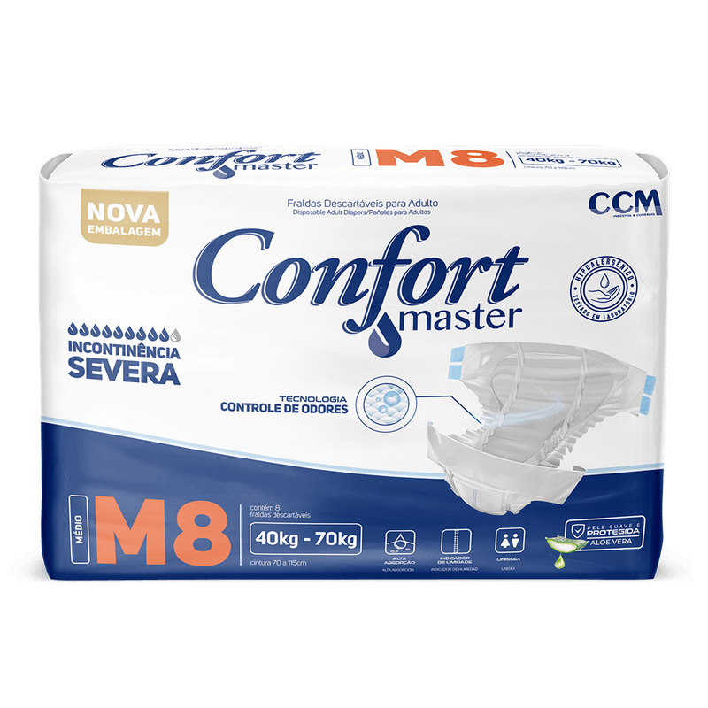 Fralda Geriátrica Regular M Confort Master - 8 Unidades