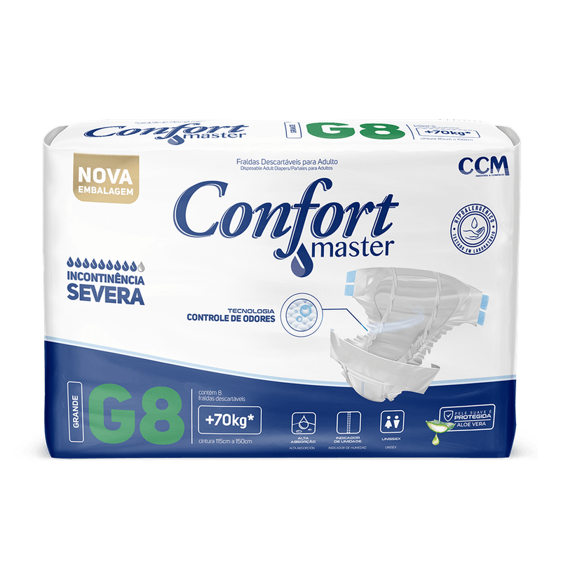 Fralda Geriátrica Confort Master G - 8 Unidades