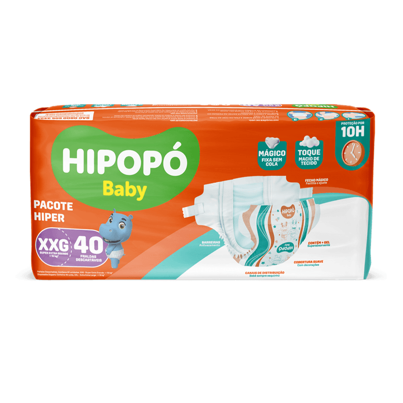 Fralda Hipopó Baby Hiper 40 unidades XXG