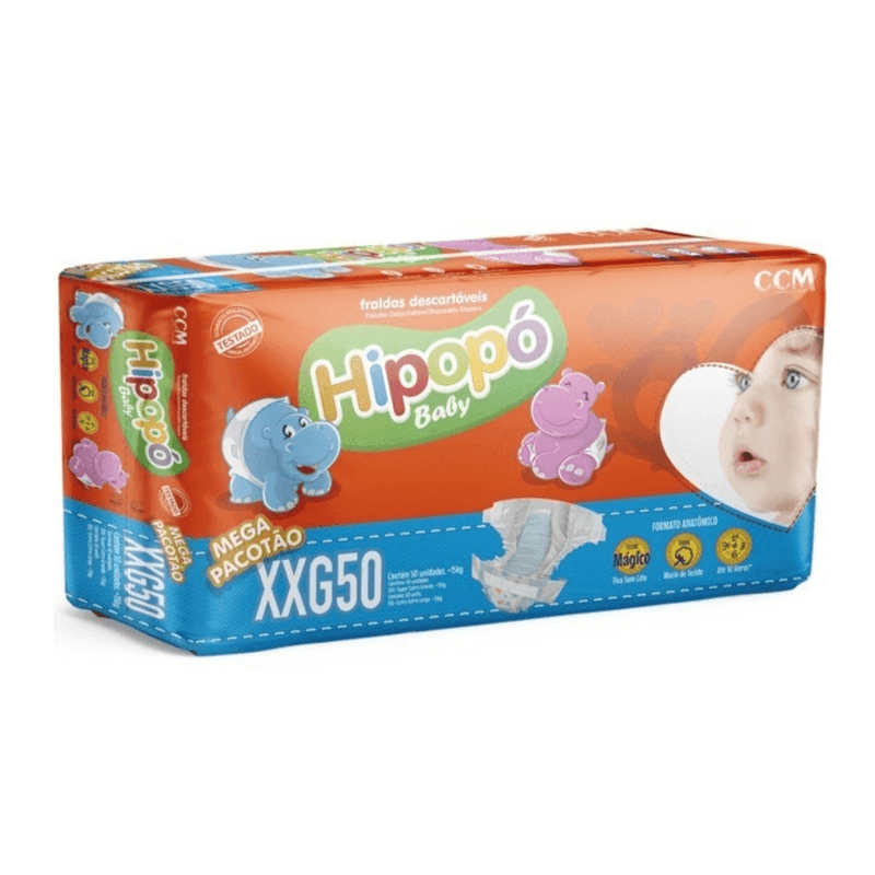 Fralda Hipopo Baby Mega Pacotão 50 Unidades XXG