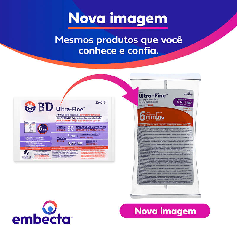 Seringa para Insulina BD Ultra-Fine com Agulha 6mm 30UI - 10 Unidades