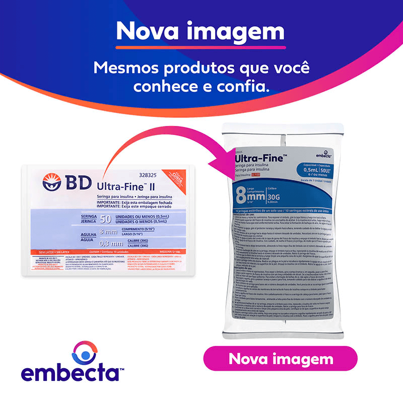 Seringa para Insulina BD Ultra-Fine com Agulha 8mm 50UI - 10 Unidades