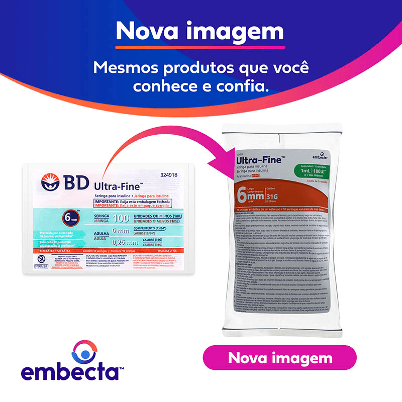 Seringa para Insulina BD Ultra-Fine com Agulha 6mm 100UI - 10 Unidades