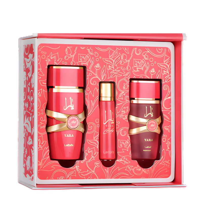 Kit Lattafa Yara Candy Feminino - Eau de Parfum 100ml + 12ml + Hair Mist 50ml