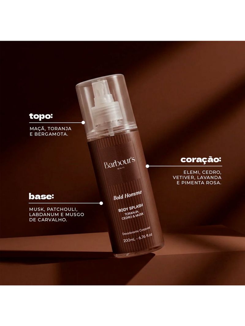 Desodorante Colônia Bold Homme 200ml Amadeirado e Cítrico Barbour's Beauty