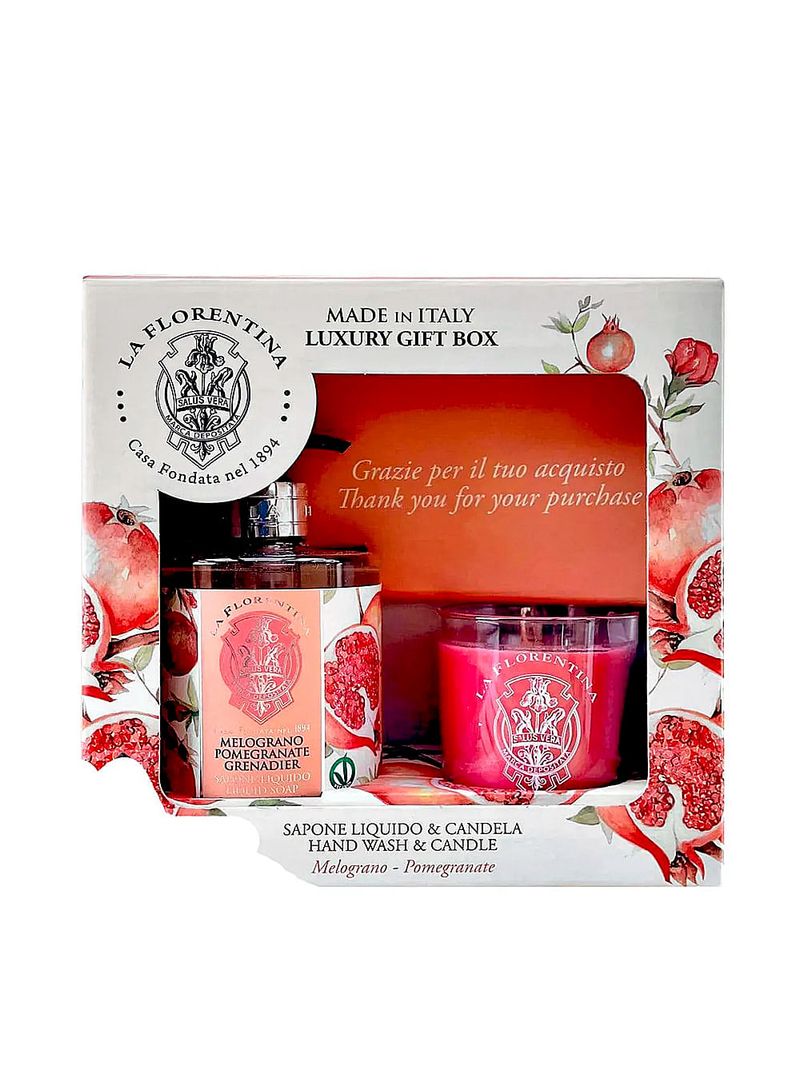 Kit La Florentina Bell Relax Pomegranate Sabonete Líquido 500ml + Vela Aromática 160g