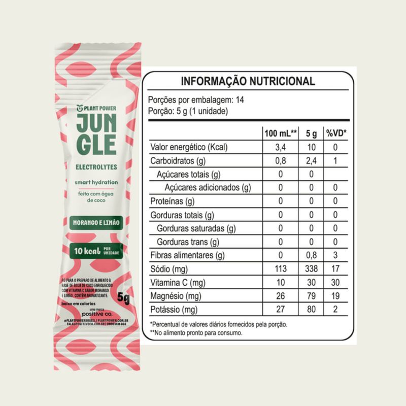 Jungle Electrolytes Morango e Limão Plant Power 5g