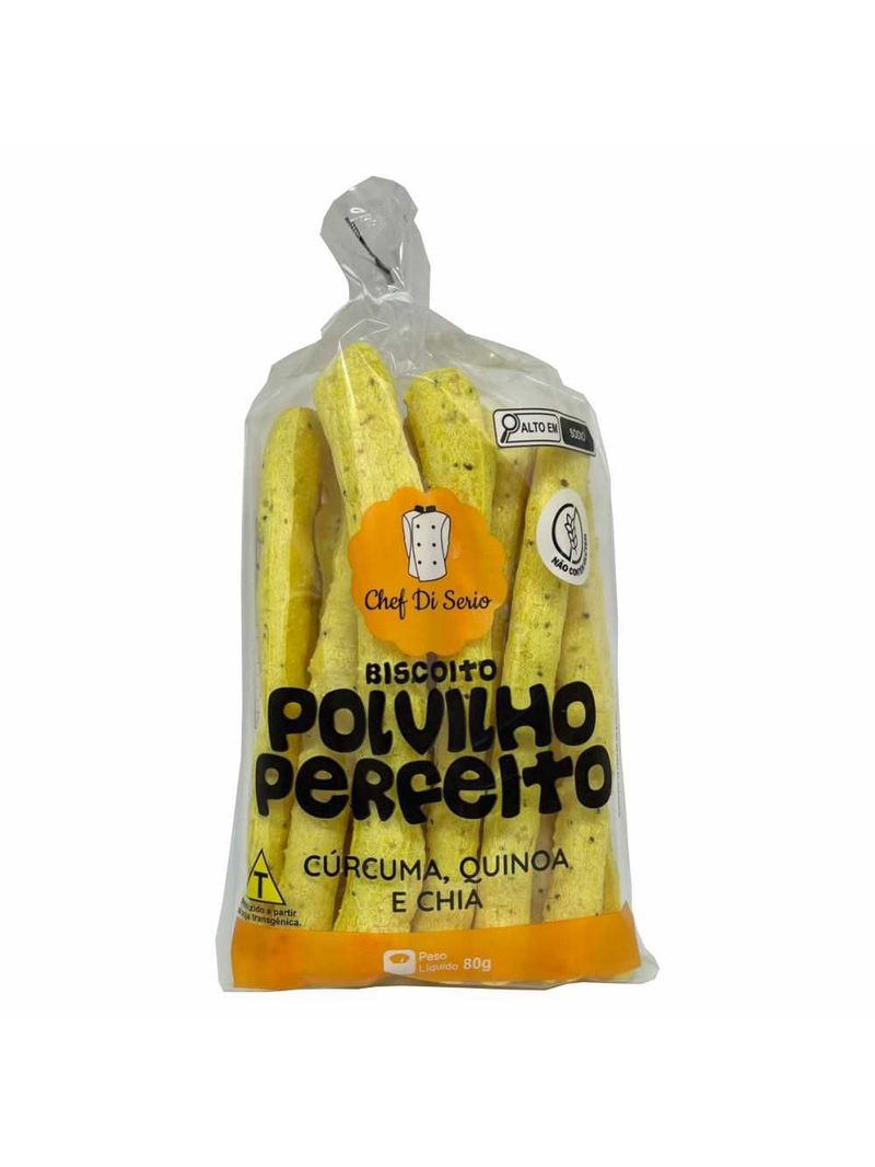Biscoito de Polvilho Cúrcuma Quinoa e Chia Chef di Serio 80g