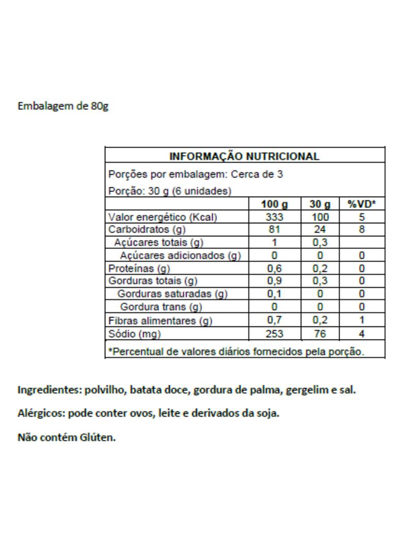Biscoito de Polvilho Batata Doce com Gergelim Chef di Serio 80g