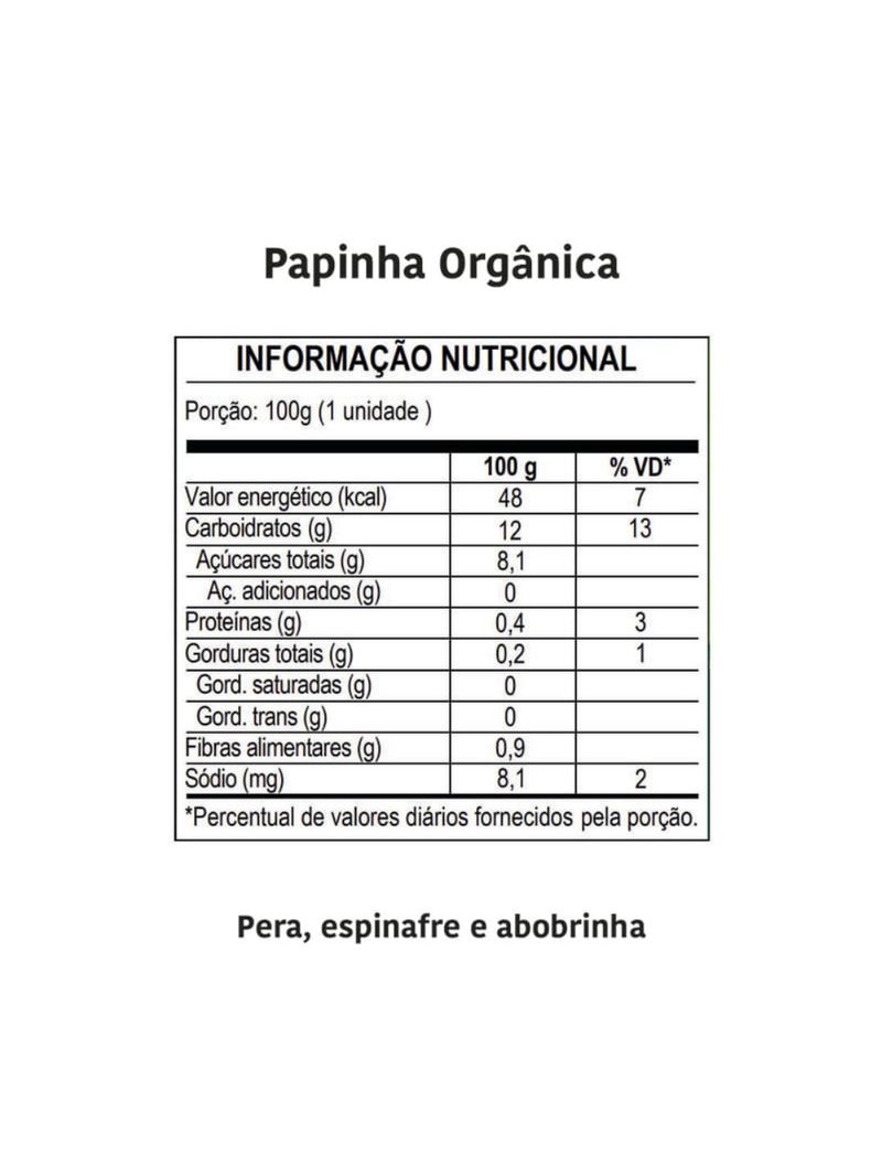 Papinha Pera Espinafre Abobrinha Papapá 100g