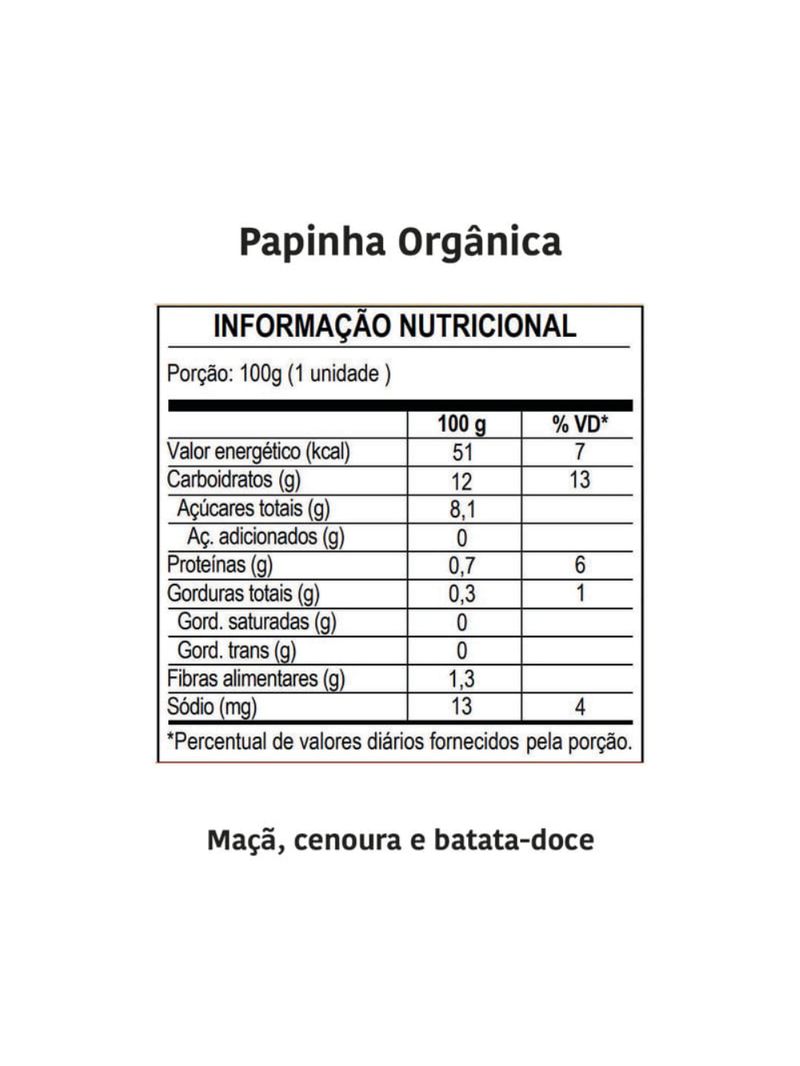 Papinha Maçã Cenoura e Batata Doce Papapá 100g
