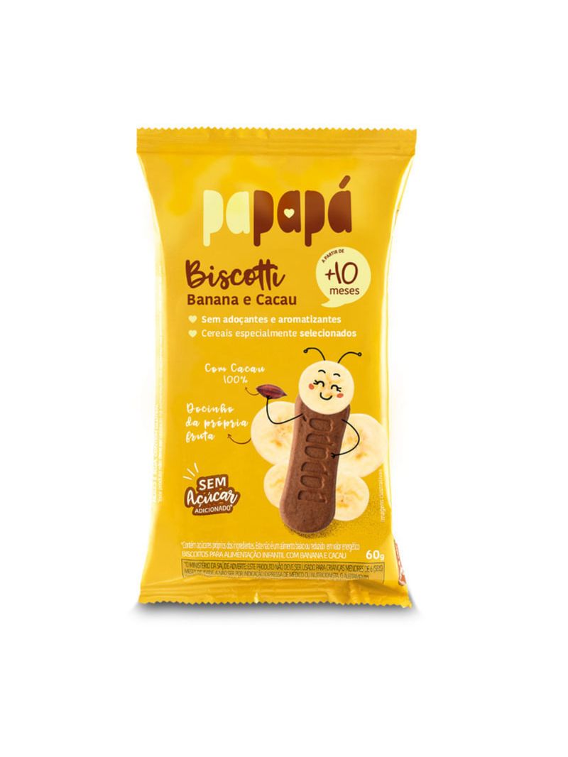 Biscoito Infantil Biscotti com Banana e Cacau Papapá 60g