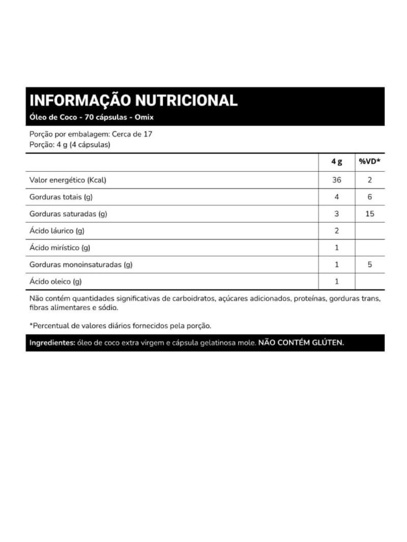 Óleo de Coco Omix 1000mg 70cáps