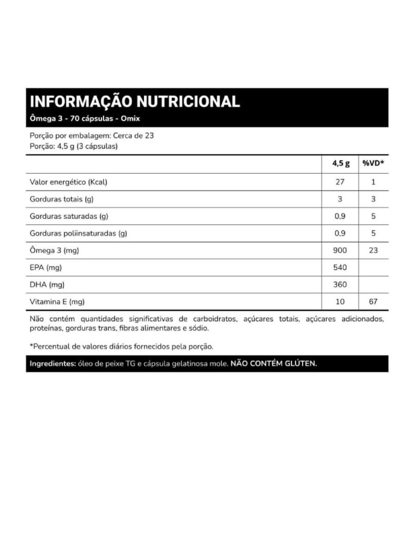 Ômega 3 Omix 1000mg 70cáps