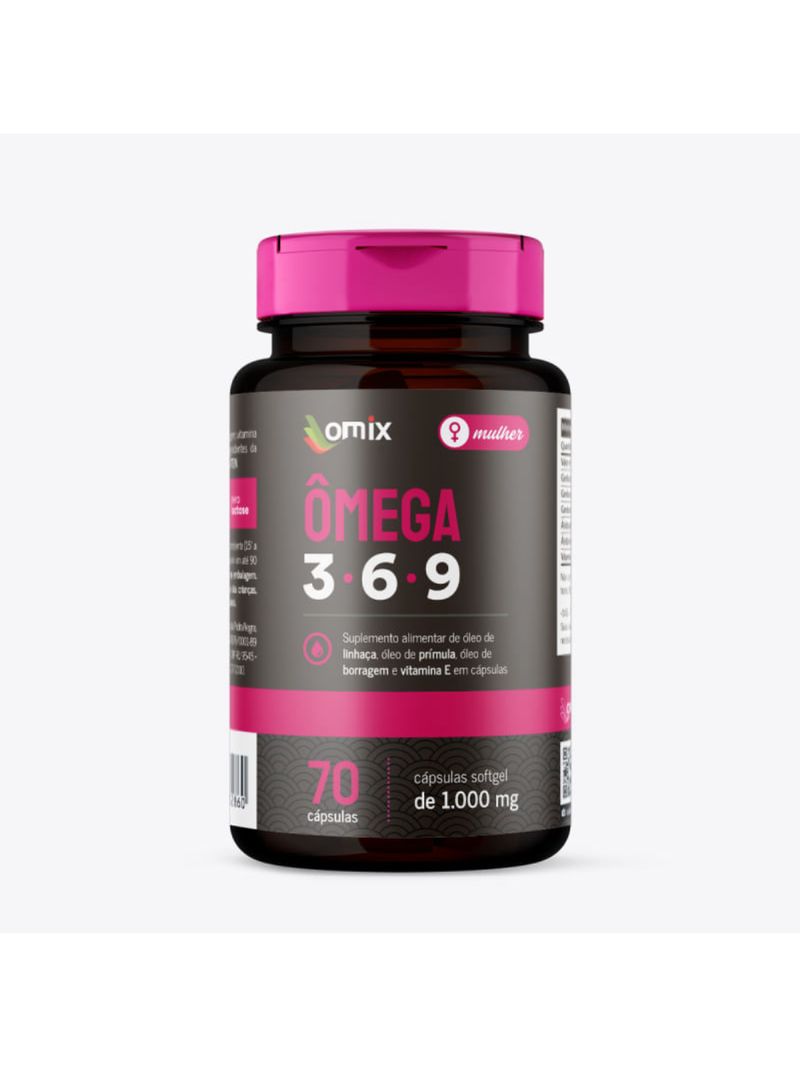Ômega 3 6 9 Mulher Omix 1000mg 70cáps