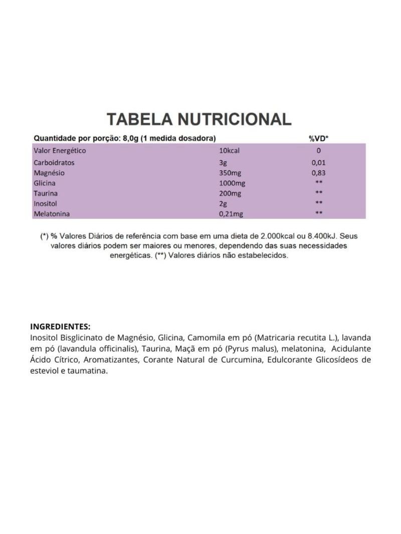 Magnésio + Inositol Relief 30 Camomila e Lavanda True Source 350g