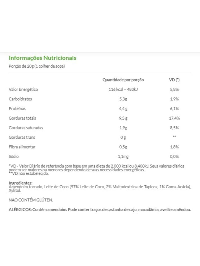 Pasta de Amendoim ao Leite de Coco Eat Clean 300g