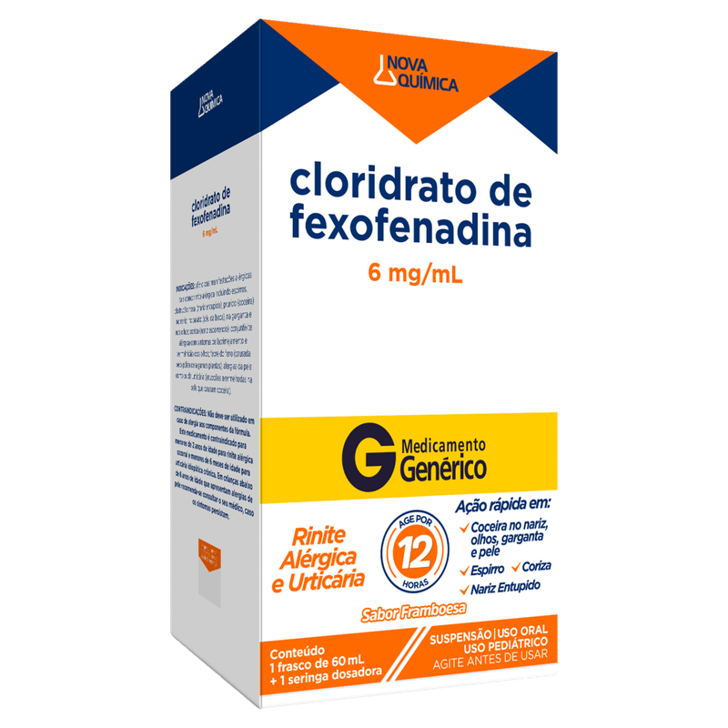Cloridrato de Fexofenadina 6mg/ml Suspensão 60ml - Nova Química