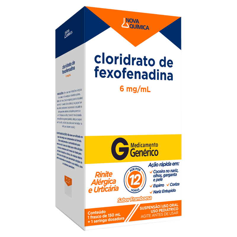 Cloridrato de Fexofenadina 6mg/ml Suspensão 150ml - Nova Química