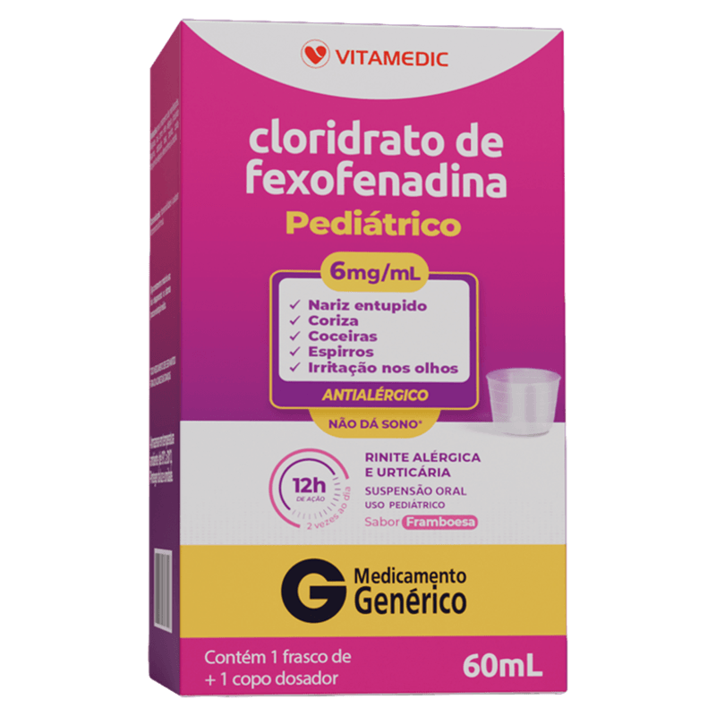 Cloridrato de Fexofenadina 6mg/ml 60ml Suspensão Oral - Vitamedic