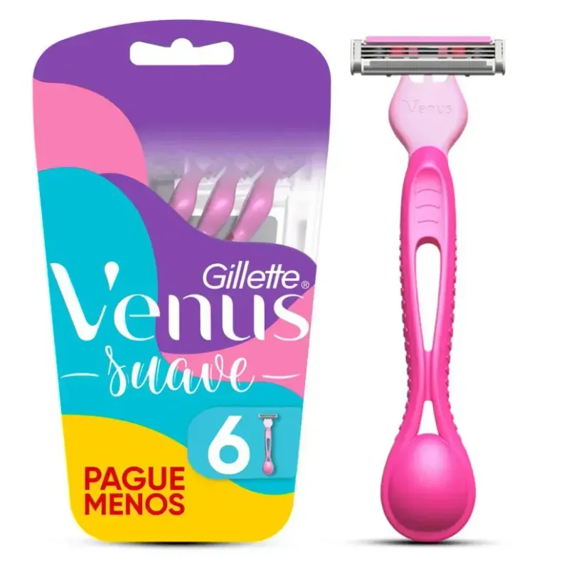 Aparelho de Depilar Gillette Venus Suave Simply 3 - 6 Unidades