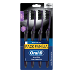 Escova Dental Macia Oral-B 3D White Advanced Carvão - 4 Unidades