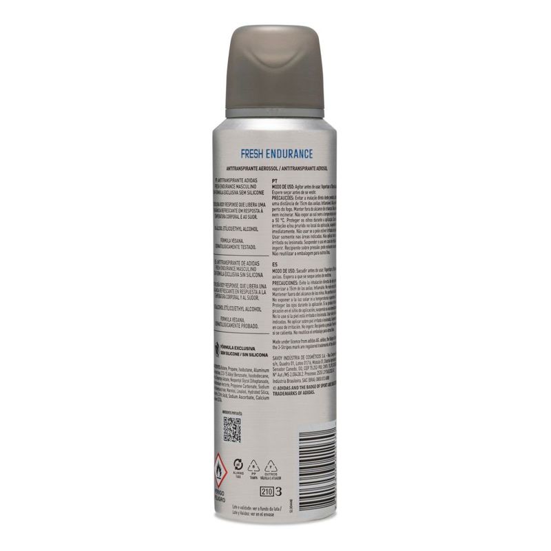 Desodorante Adidas Masculino Aerossol Fresh Endurance - 150ml