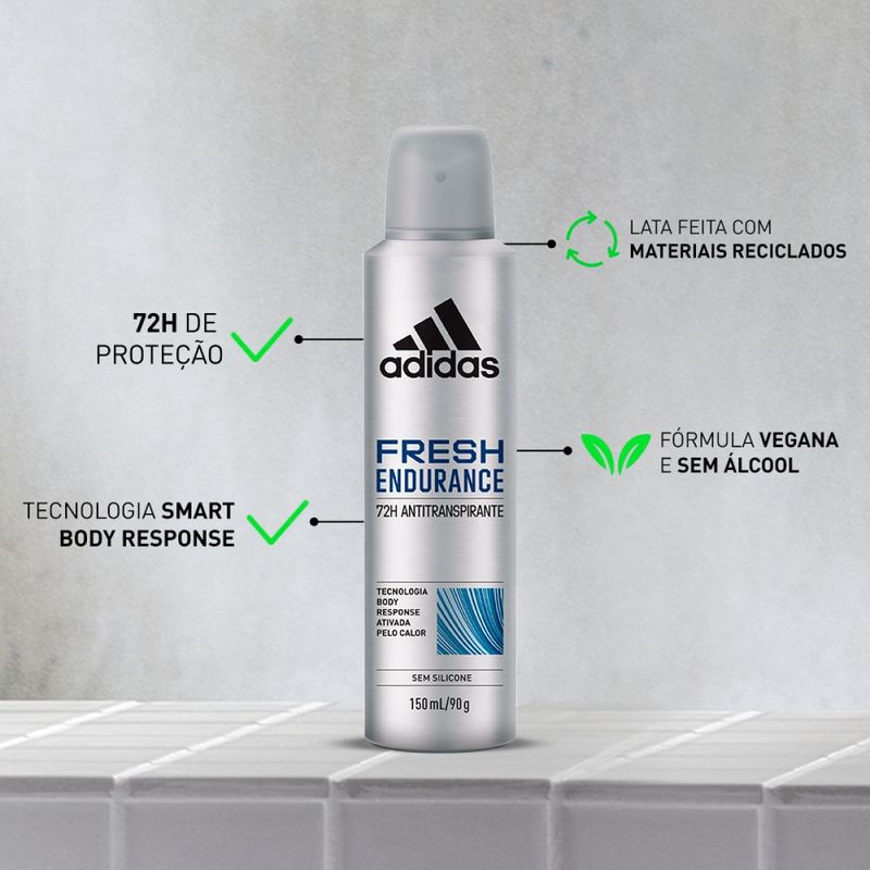 Desodorante Adidas Masculino Aerossol Fresh Endurance - 150ml
