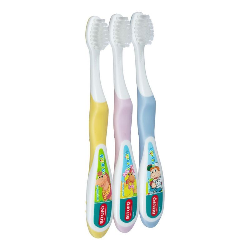 Escova de Dente Infantil Bitufo Cocoricó Grandinhos Ultramacia para 2 a 5 anos