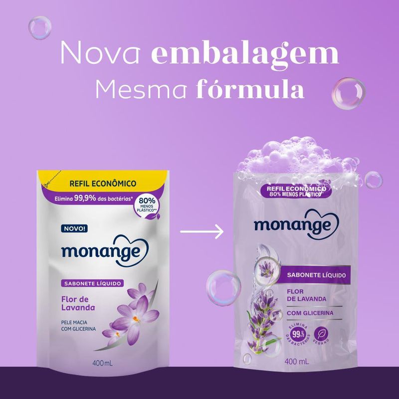 Sabonete Líquido Monange Flor de Lavanda Refil - 400ml