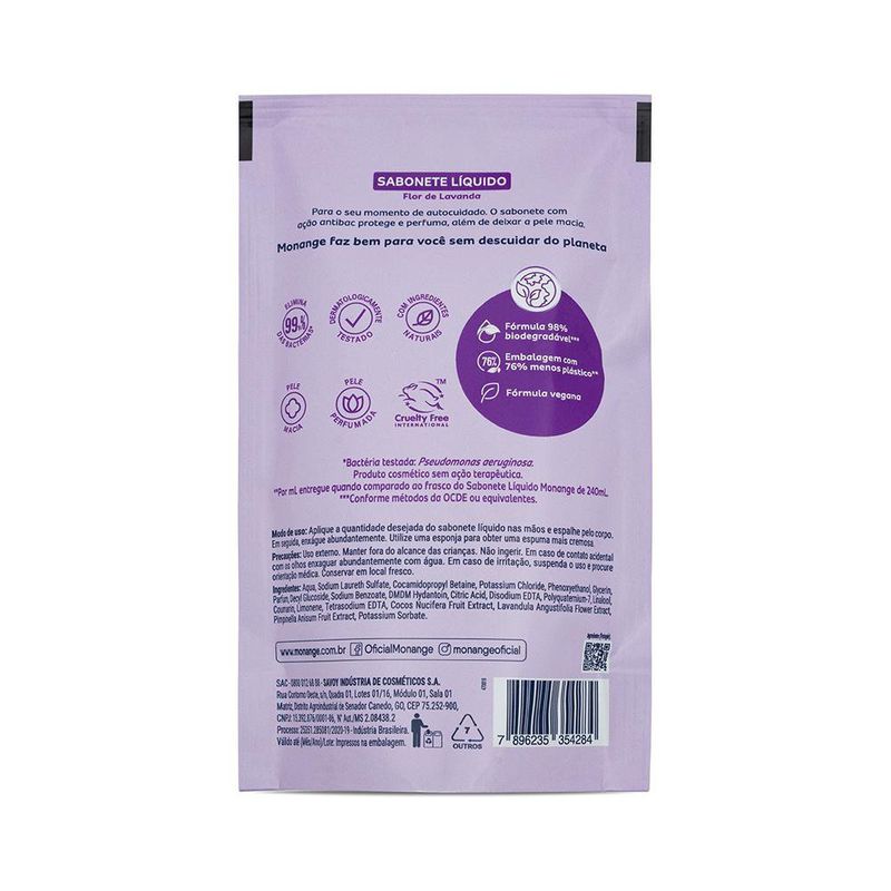 Sabonete Líquido Monange Flor de Lavanda Refil - 400ml