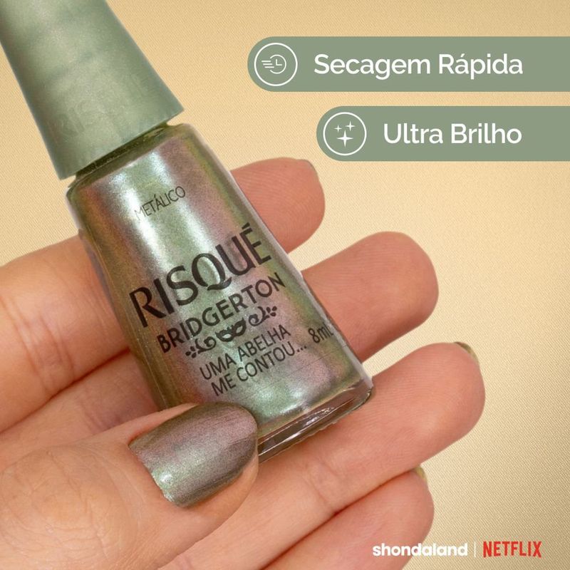 Esmalte Verde Risqué Bridgerton Uma Abelha me Contou Metálico - 8ml