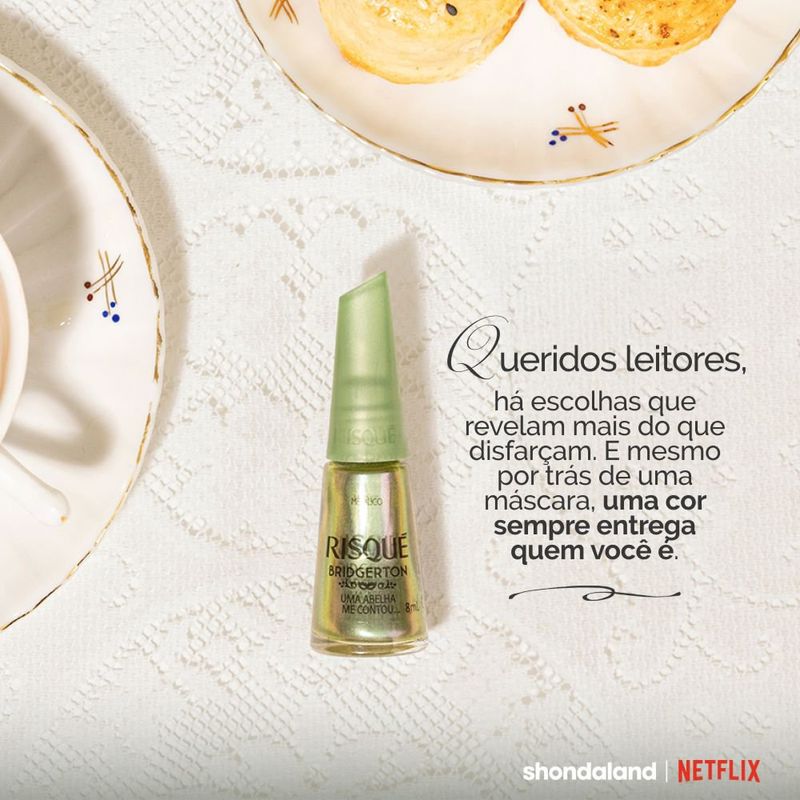 Esmalte Verde Risqué Bridgerton Uma Abelha me Contou Metálico - 8ml