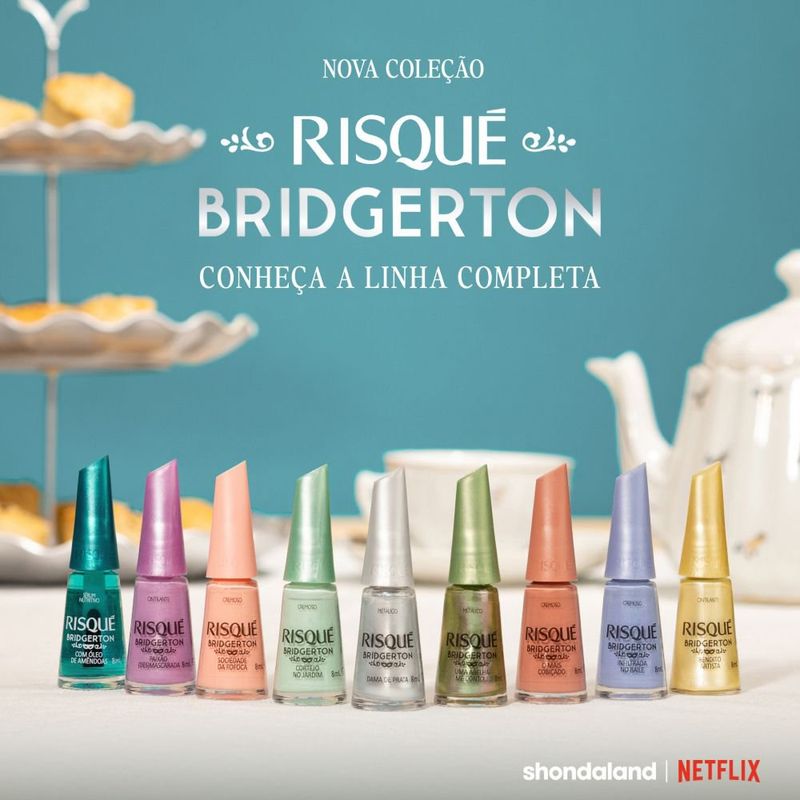 Esmalte Verde Risqué Bridgerton Uma Abelha me Contou Metálico - 8ml