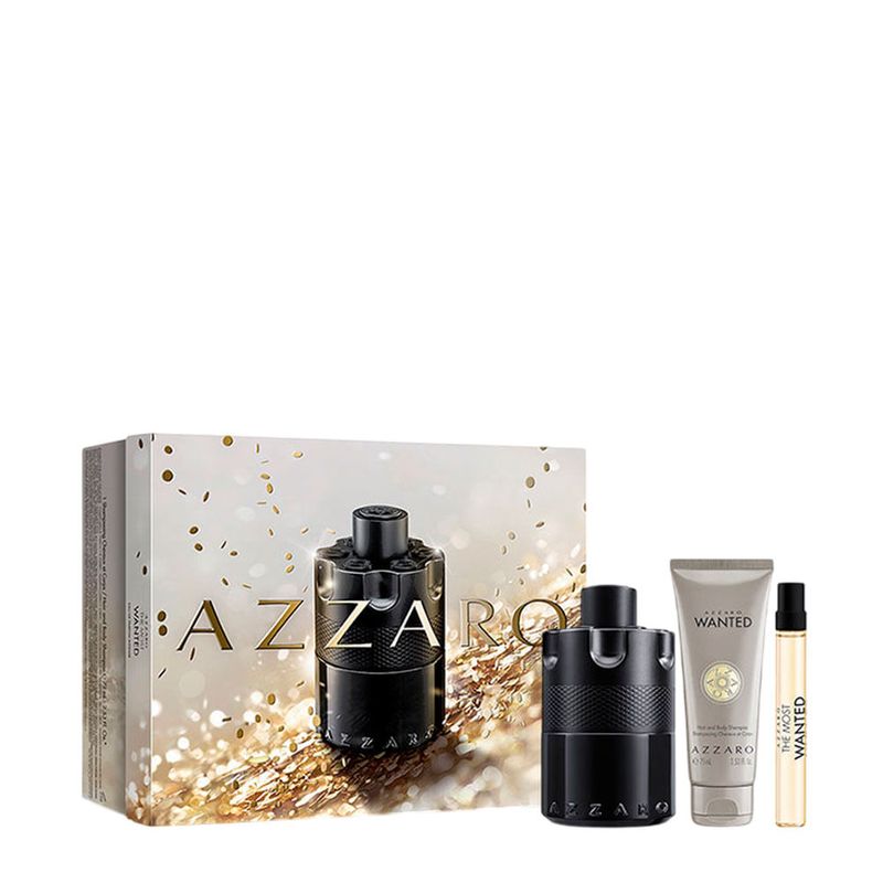 Kit Azzaro The Most Wanted Masculino - Eau de Parfum Intense 100ml + 10ml + Hair & Body Shampoo 75ml