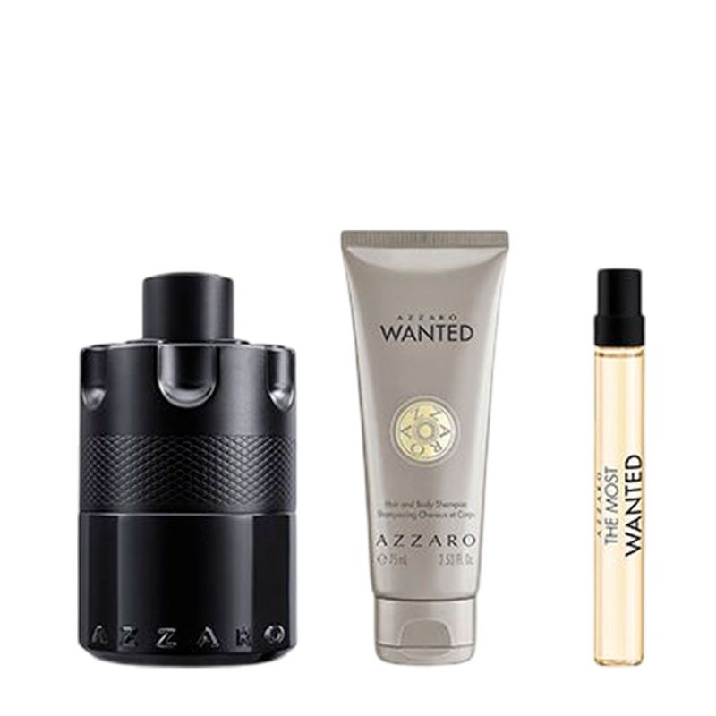 Kit Azzaro The Most Wanted Masculino - Eau de Parfum Intense 100ml + 10ml + Hair & Body Shampoo 75ml