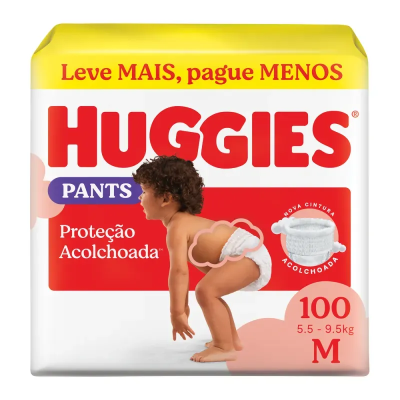 Fralda Huggies Pants Roupinha Proteção Acolchoada 100 Unidades M