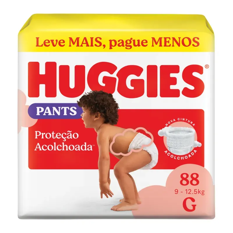 Fralda Huggies Pants Roupinha Proteção Acolchoada 88 Unidades G