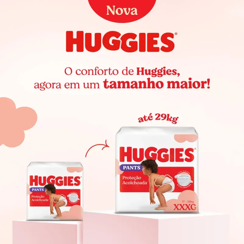 Fralda Huggies Pants Roupinha Proteção Acolchoada 64 unidades XXXG