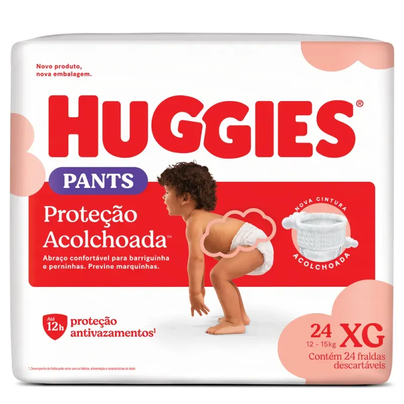 Fralda Huggies Pants Roupinha Proteção Acolchoada 24 Unidades XG