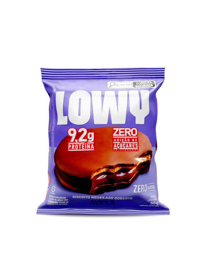 Biscoito Recheado Coberto Avelã Lowy 50g