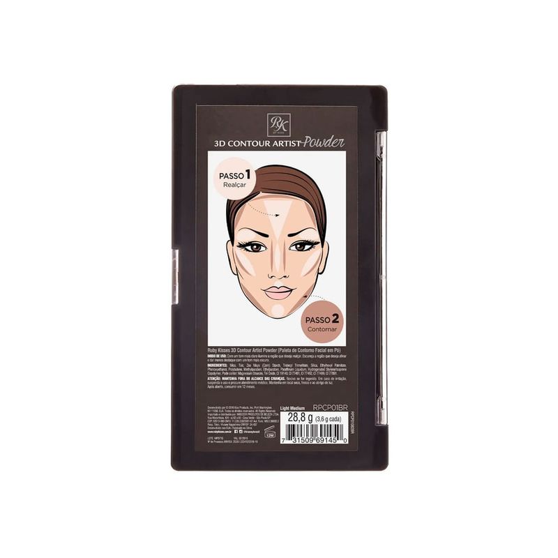 Ruby Kisses 3D Contour Artist - Paleta de Contorno em Pó Light Medium