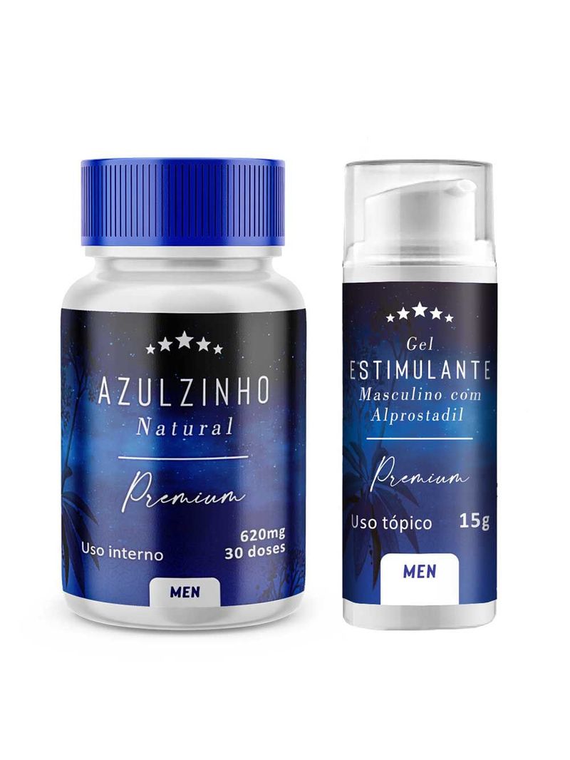 Azulzinho Natural 30 caps + Gel Estimulante Masculino com Alprostadil 15g